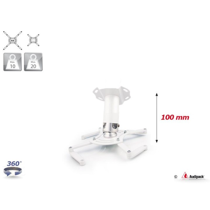 Support plafond Audipack AUD-QFIX-0100W | 100 mm | blanc Audipack
