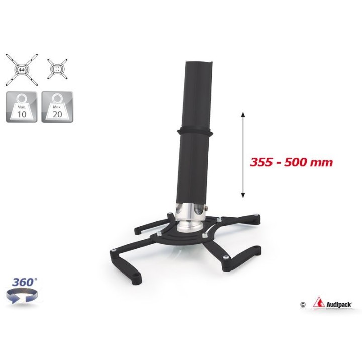 Support plafond télescopique Audipack AUD-QFIX-0500T | 355-500 mm | noir Audipack