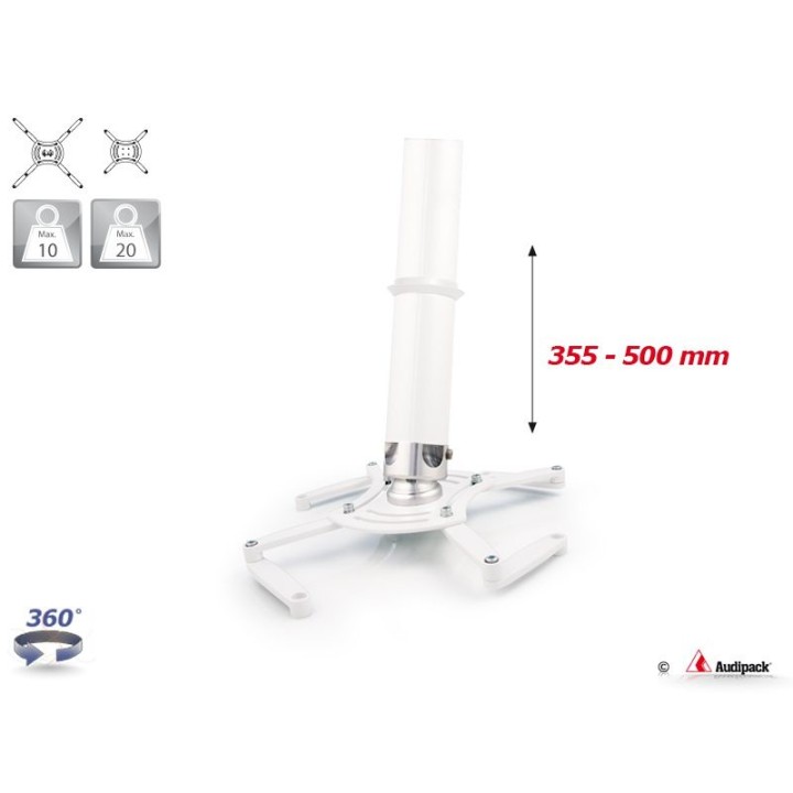 Support plafond Audipack AUD-QFIX-0500TW | 355-500 mm | blanc Audipack