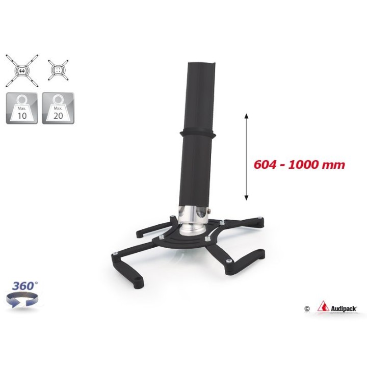 Support plafond télescopique Audipack AUD-QFIX-1000T | 600-1000 mm | Noir Audipack