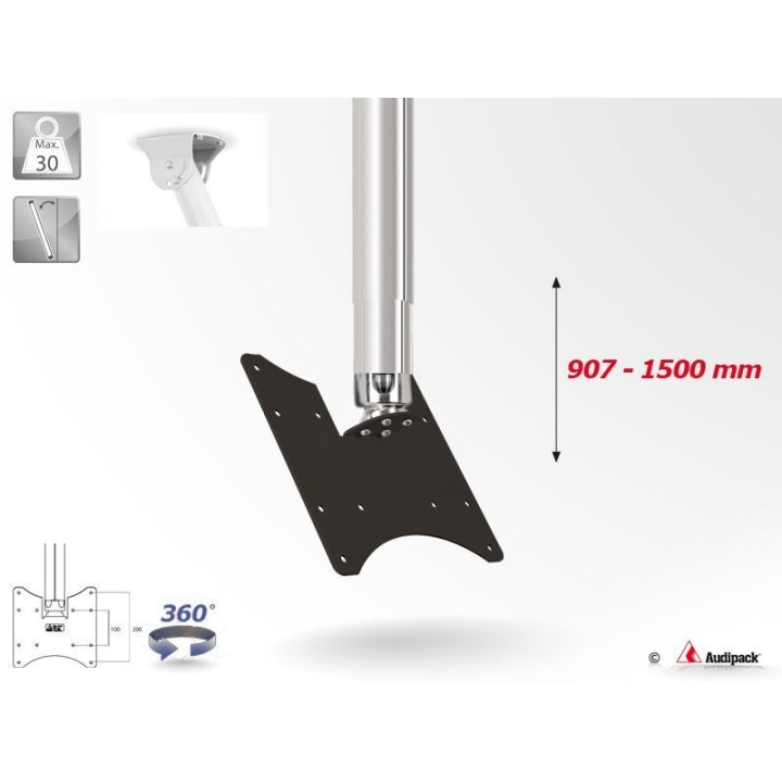 Support plafond Audipack AUD-CMV2-1500TG | 907/1500 mm | VESA 100/200 Audipack