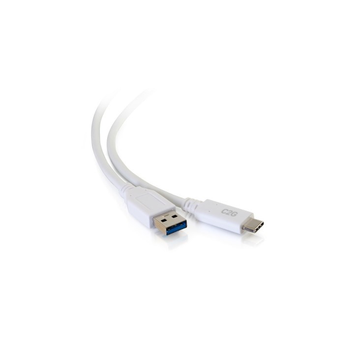 Cordon USB C2G28835 | 3ft USB M C TO A M 3.2 GEN1 3A | Blanc - C2G28835 - C2G