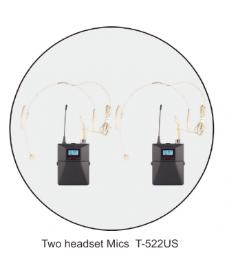 Microphone sans fil réglable 2 micros-casques itC T-522US