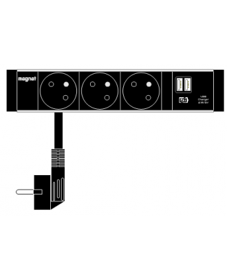 Magnat-Box 4M - 3 prises françaises, 1 USB Charge 1,5A/5V