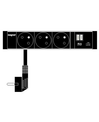 Magnat-Frame 4M - 3 prises françaises, 1 USB Charge