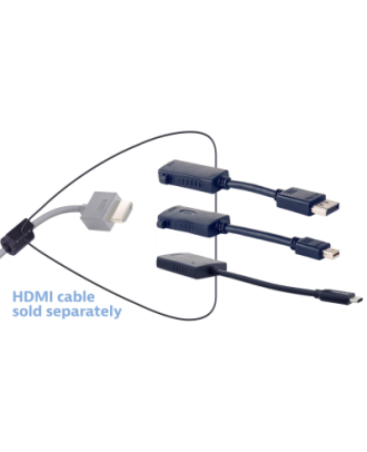 HDMI femelle vers DP 4K/mini DP 4K/USB-C mâle - 12,5cm