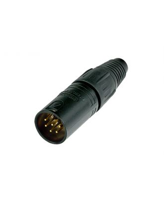 Fiche XLR male 6 poles, corps noirs contacts or - Achats/25