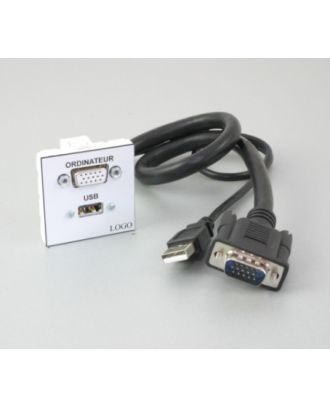 Plastron + 1 HD15 3m en HD15 F et 1 USB A F 3m en USB A M