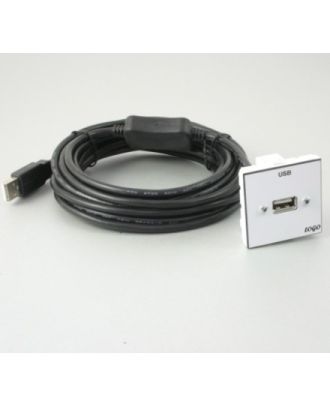 Plastron 45 + 1 USB A F 5m avec amplification sur fiche USB A M
